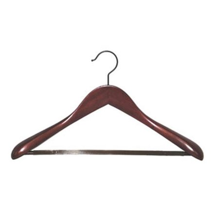 PROMAN Proman TRB8837 Taurus Wide Shoulder Suit Hanger with PVC Ribbed Bar Mahogany - 12 hangers TRB8837